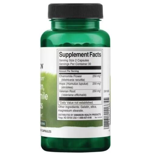 Swanson – Fullspektrum Baldrian, Kamomill & Humle, 60 kapslar