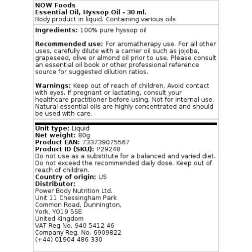 Hyssop Oil - 30 ml.