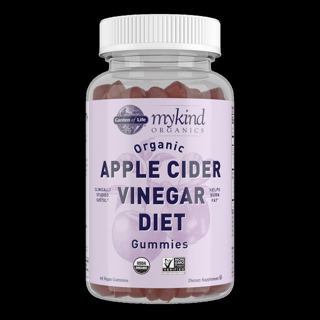 Mykind Organics Äppelcidervinäger Diet Gummies - 63 veganska gummier