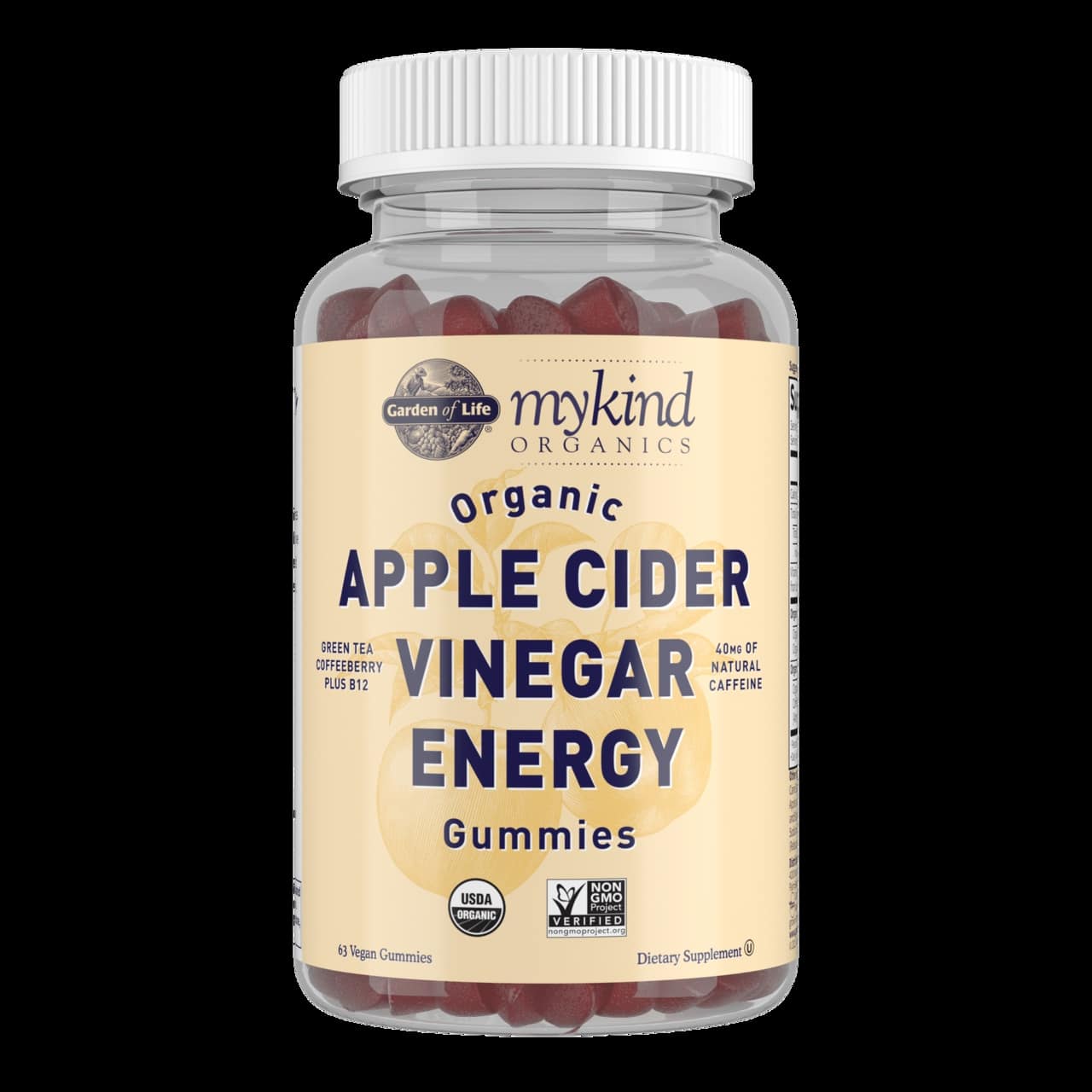 Mykind Organics Äppelcidervinäger Energi Gummies - 63 veganska gummier