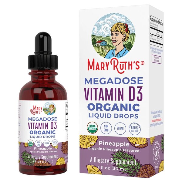 Ekologiska Megados Vitamin D3 flytande droppar, ananas - 30 ml