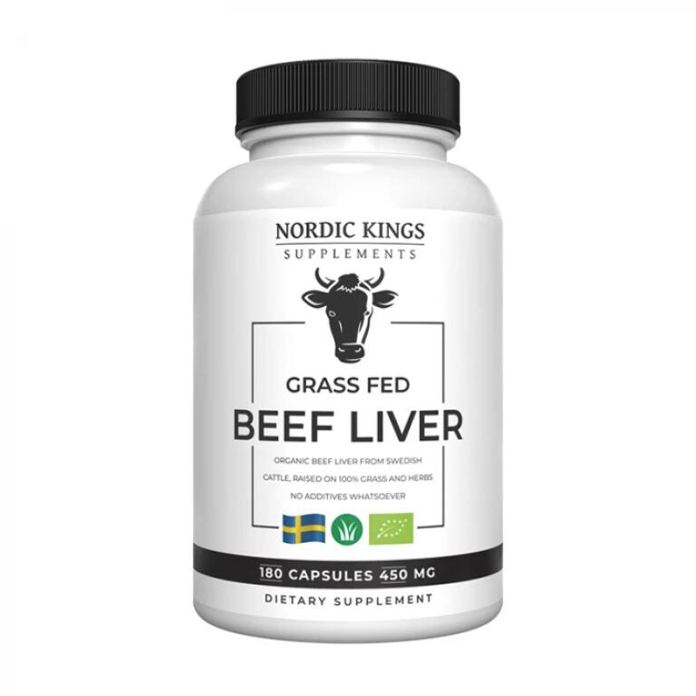 Nordic Kings - 100% Gräsbetat Ekologiskt Oxlever, 180 kapslar