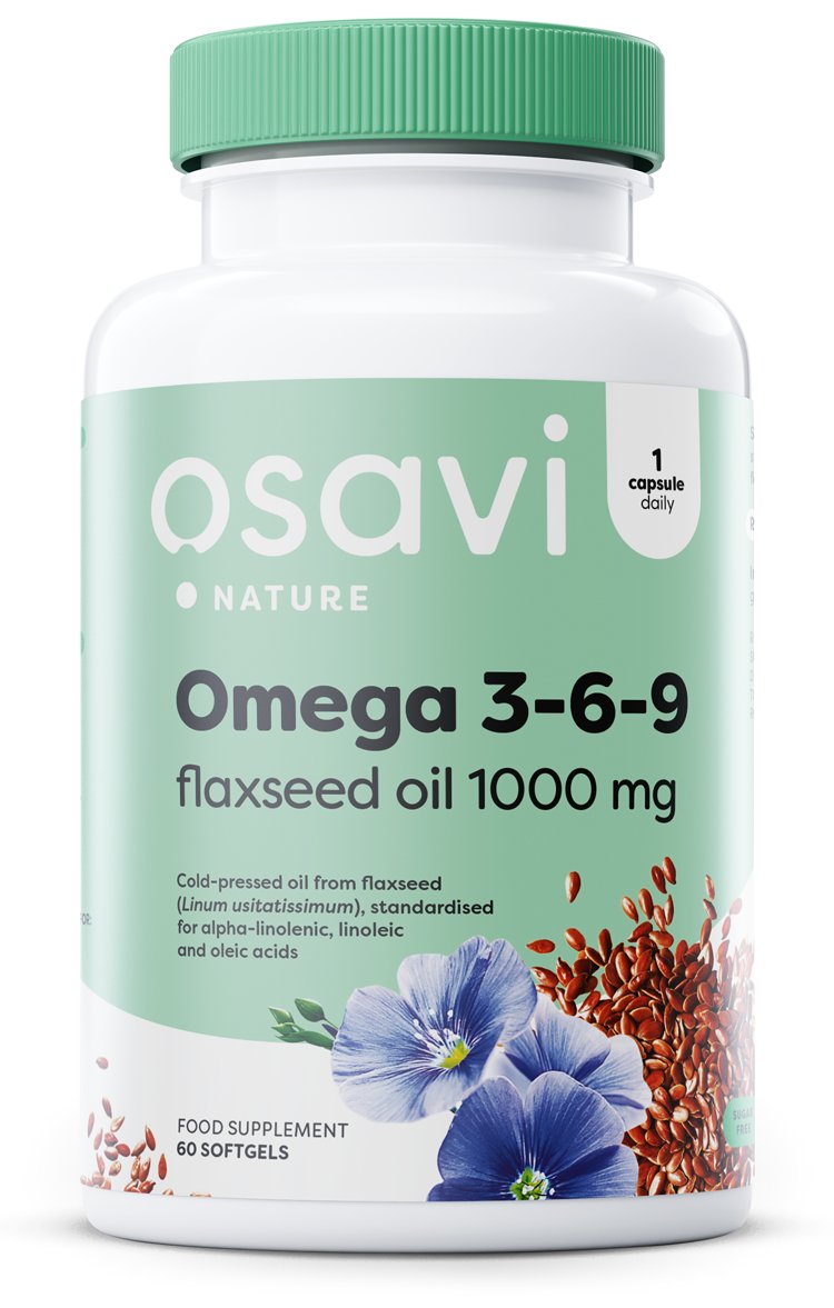 Omega 3-6-9 Hampafröolja, 1000 mg - 60 mjuka kapslar