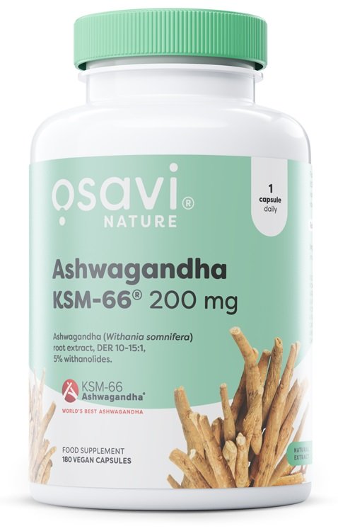 Ashwagandha KSM-66, 200 mg - 180 veganska kapslar