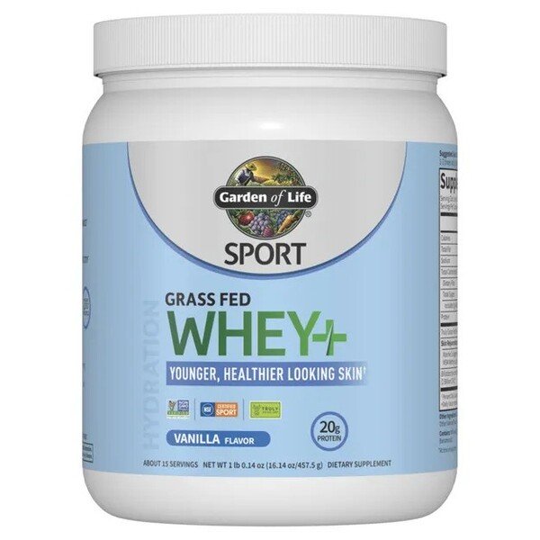 Sport Gräsfodrat Vassleprotein+ Hud, Vanilj - 457g