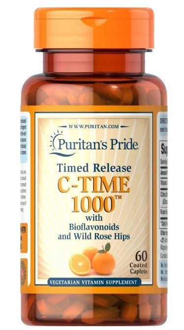 Puritan's Pride - Vitamin C 1000 mg med Nypon, Tidsfrisättning, 60 Kapslar