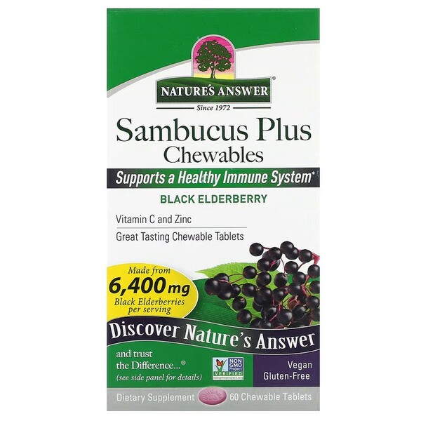 Sambucus Plus tuggtabletter, svart fläder - 60 stycken