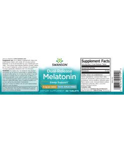 Swanson Melatonin, 3 mg. Dual-Release! 60 tabletter