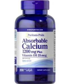 Puritan's Pride - Absorberbart Kalcium + Vitamin D3 - 200 mjuka gelatinkapslar