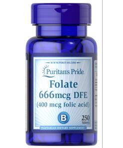 Puritan's Pride - Folat, 666 mcg - 250 tabletter