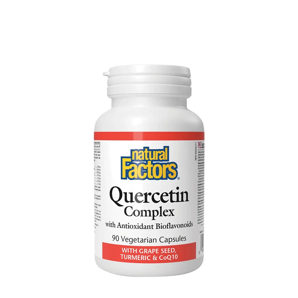 Natural Factors Kvartsetinkomplex med druvkärna, gurkmeja och CoQ10 (90 vegetabiliska kapslar)