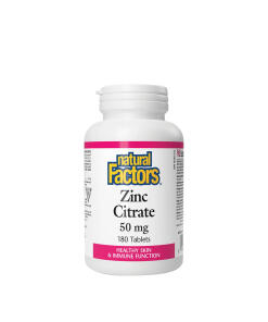 Natural Factors Zinc Citrate 50 mg (180 Tablets)
