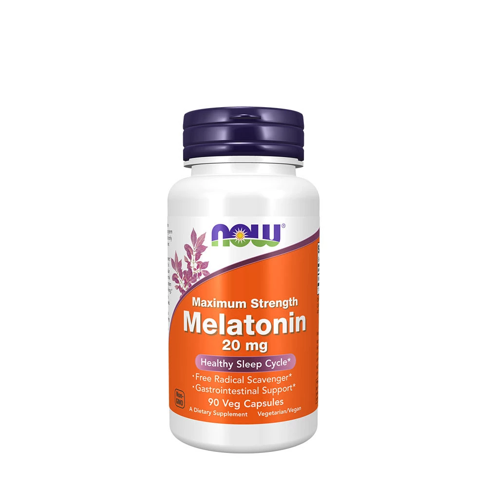 NOW Foods - Melatonin, maximal styrka 20 mg - 90 vegetabiliska kapslar