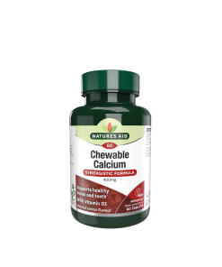 Natures Aid Chewable Calcium 400 mg + Vitamin D (60 Tablets)