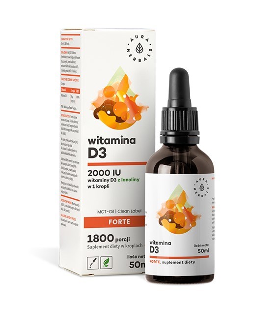Aura Herbals - Vitamin D3 Forte 2000 IU med MCT, 50 ml