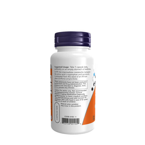 NOW - 5-HTP, 100 mg - 60 vegetabiliska kapslar - Bild 3