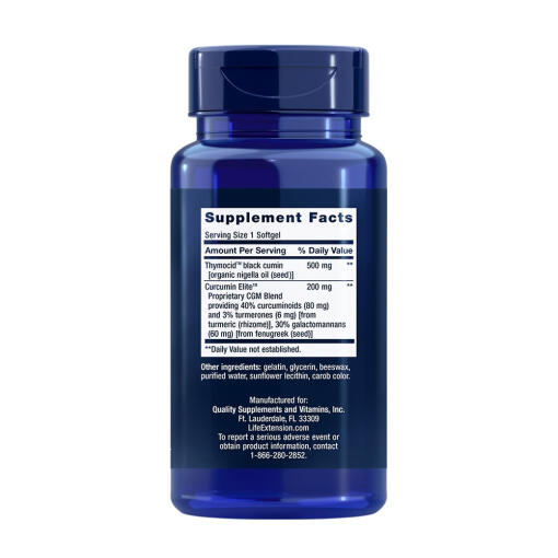 Life Extension - Svartkumminolja och Curcumin Elite Gurkmejaextrakt, 60 mjukkapslar - Bild 2