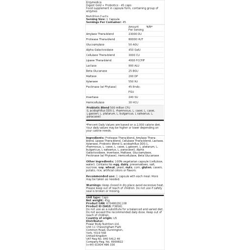 Enzymedica - Digest Gold + Probiotika, 90 kapslar - Bild 2