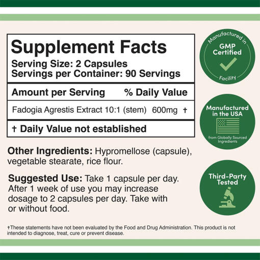 Double Wood Supplements - Fadogia Agrestis, 180 kapslar - Bild 2