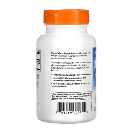 Doctor's Best - Högeffektivt Magnesium, 100 mg - 120 tabletter - Bild 3