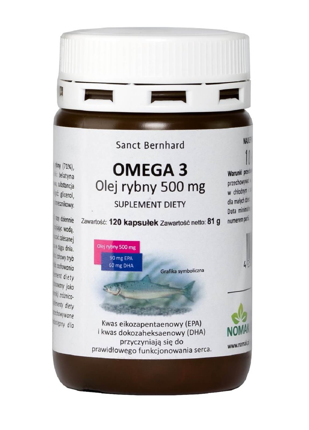 Krauterhaus Sanct Bernhard - Omega 3 Fiskoljekapslar, 500 mg (120 kapslar)