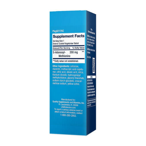 Life Extension - SAMe 200 mg (S-Adenosyl-Metionin), 30 tabletter - Bild 2