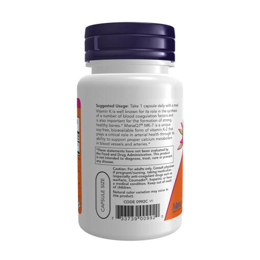 NOW - Vitamin K2 (MK7), 100 mcg kapslar - Bild 3