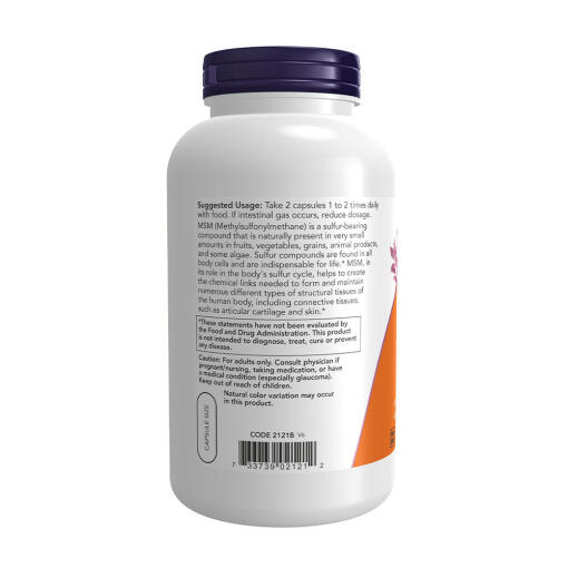 NOW - MSM Metylsulfonylmetan, 1000 mg - 240 kapslar - Bild 3