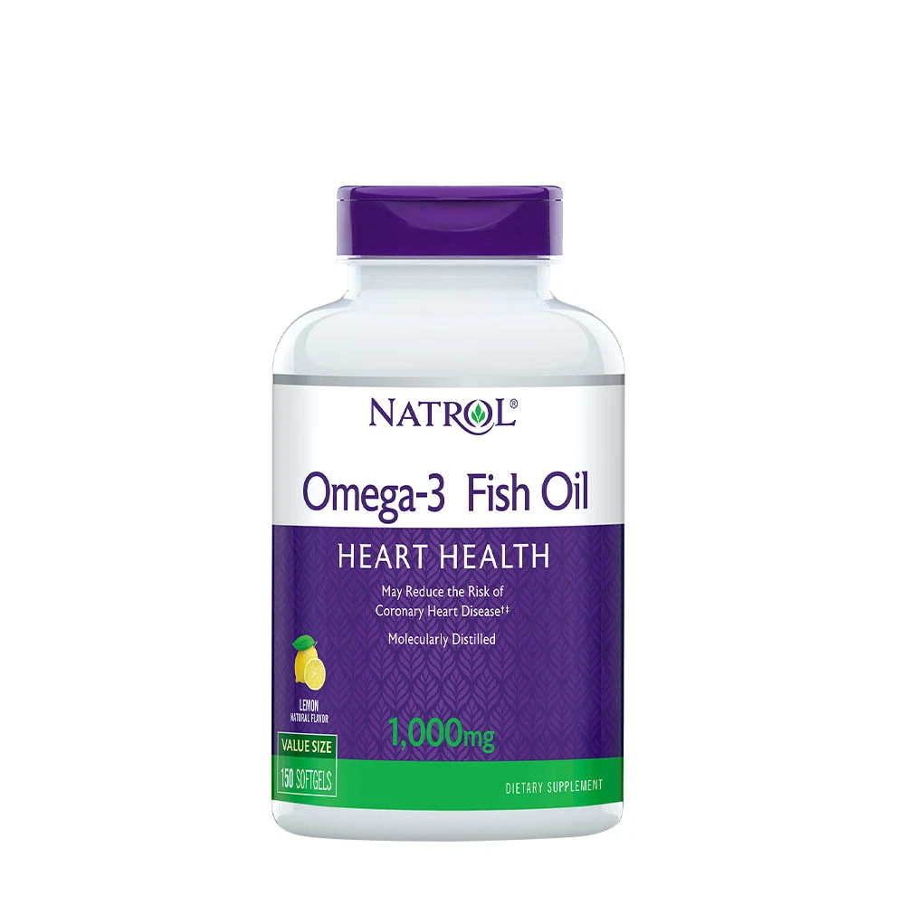 Natrol - Omega-3 Fiskolja, 1000 mg, Naturlig Citronsmak (150 Mjukkapslar)