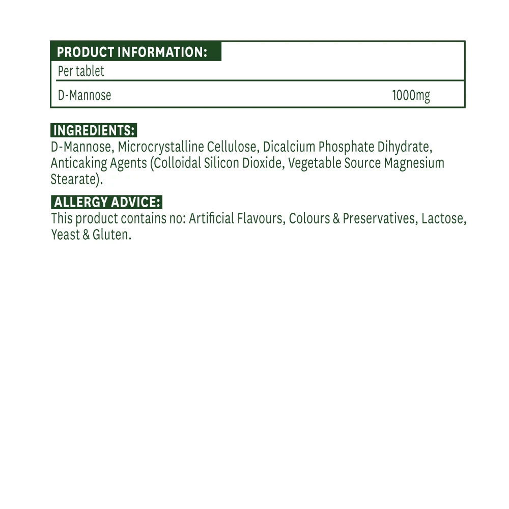 Natures Aid - D-Mannose 1000 mg, 60 tabletter - Bild 2