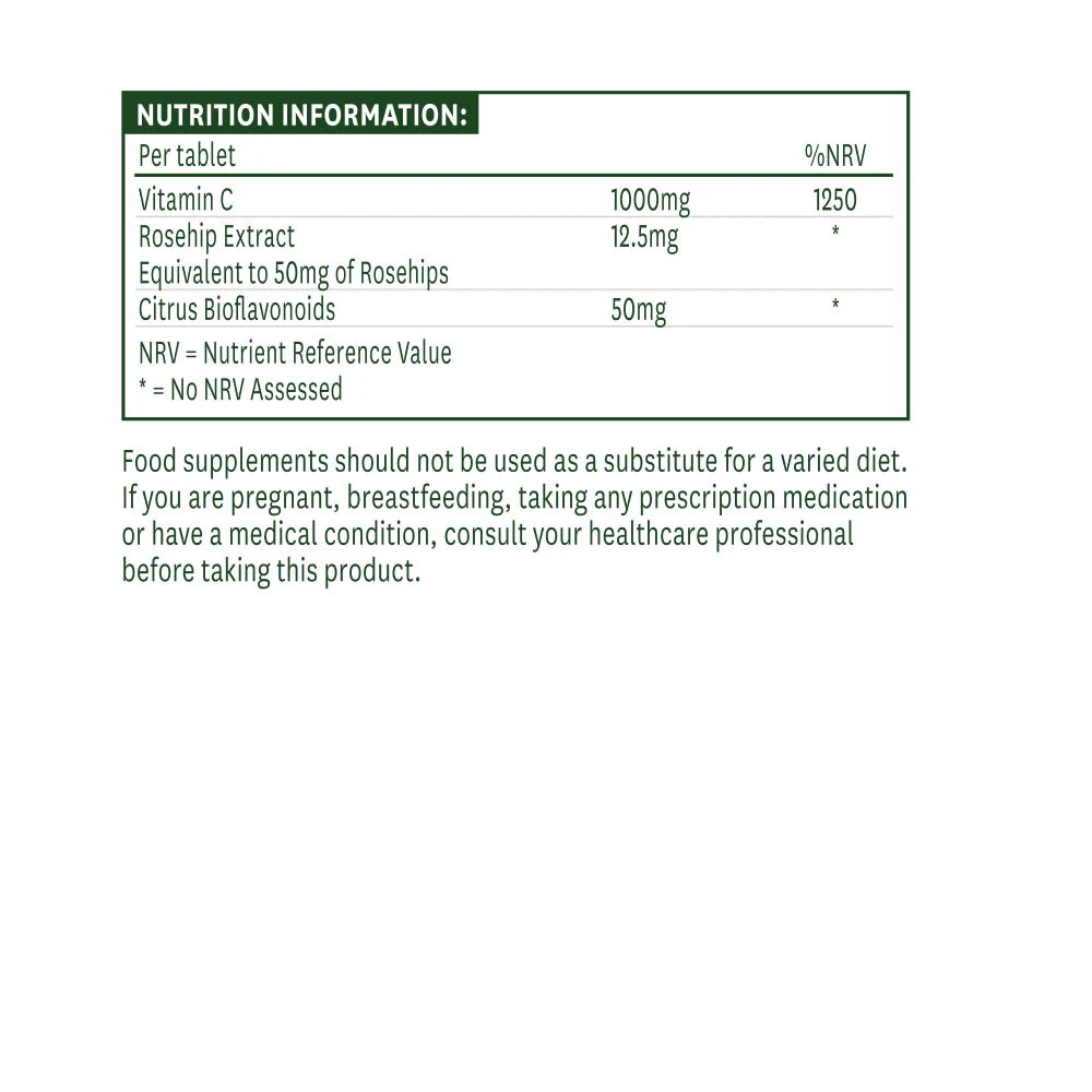 Natures Aid - Vitamin C 1000 mg, Låg Syra, 90 Tabletter - Bild 2