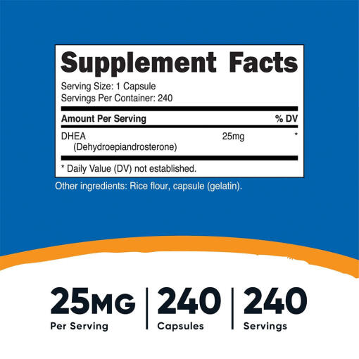Nutricost - DHEA 25 mg, 240 kapslar - Bild 2