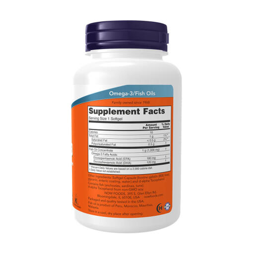 NOW - Omega-3 Enteric Coated, 90 mjukkapslar - Bild 2