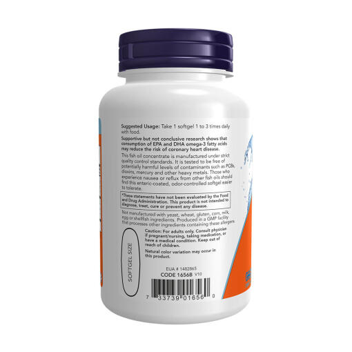 NOW - Omega-3 Enteric Coated, 90 mjukkapslar - Bild 3