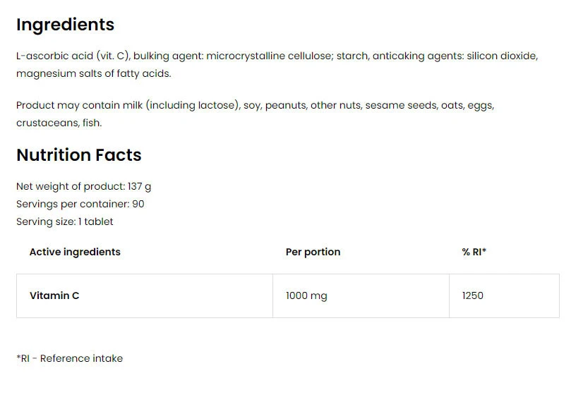 OstroVit - Vitamin C 1000 mg, 90 tabletter - Bild 2