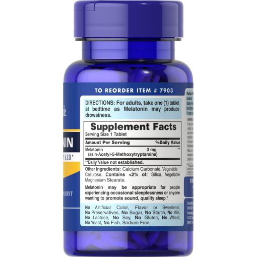 Puritan's Pride - Melatonin, 3 mg, 120 tabletter