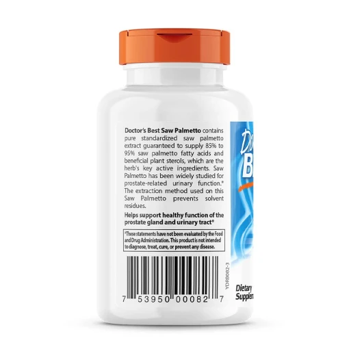 Doctor's Best - Sågpalmettoextrakt Standardiserat med Prosterol, 320 mg - 60 mjukkapslar - Bild 3
