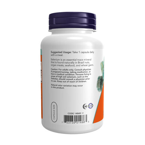 NOW - Selen, 200 mcg, 180 vegetabiliska kapslar - Bild 3