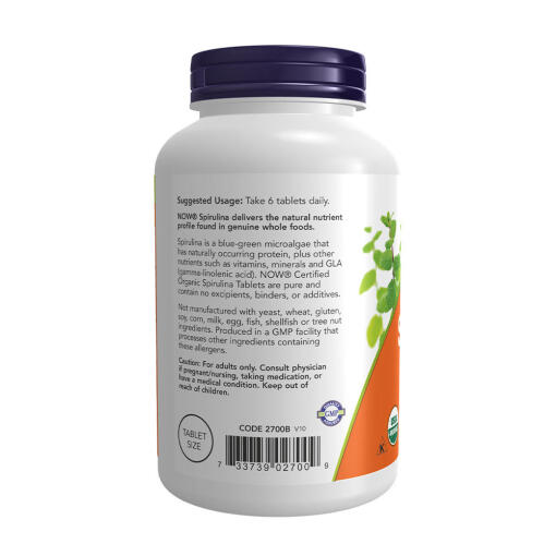NOW - Spirulina, 500 mg - 500 tabletter - Bild 3