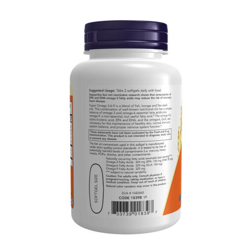 NOW - Super Omega 3-6-9, 1200 mg mjukkapslar - Bild 3