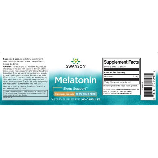 Swanson Melatonin 3 mg - 60 capsules