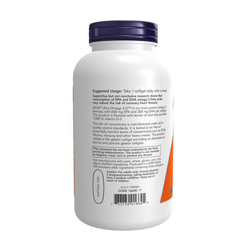 NOW - Ultra Omega 3-D med Vitamin D-3, 180 mjukkapslar - Bild 3