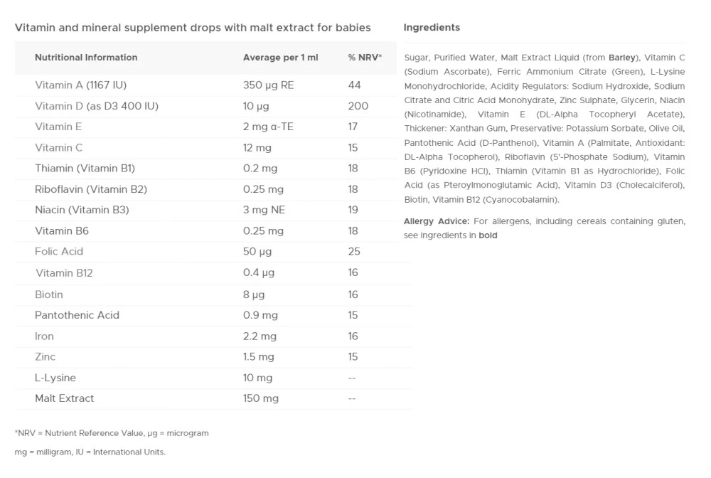 Vitabiotics - Wellbaby Multivitamindroppar, 30 ml - Bild 2