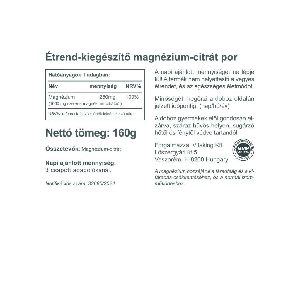 Vitaking - Magnesiumcitratpulver, 160 g - Bild 2
