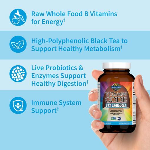 Garden of Life - Vitamin Code Raw Kombucha, 60 veganska kapslar - Bild 5