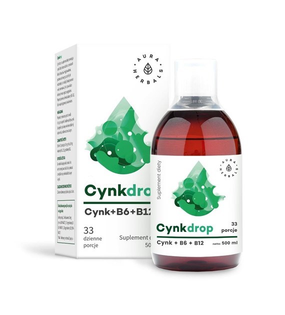 Aura Herbals - Cynkdrop, Zink + B6 + B12, 500 ml | Vitaminer och mineralerZinkVissa vitaminer | Apoteka