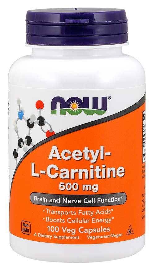 NOW - Acetyl-L-Carnitine, 500 mg - 100 vegetabiliska kapslar | Vitaminer och mineralerAminosyror och BCAAViktkontrollL-CarnitineFitness & Träning | Apoteka