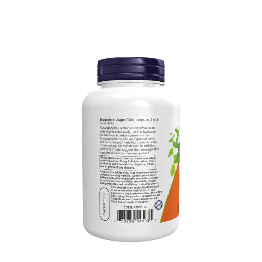NOW - Ashwagandhaextrakt, 450 mg - 180 vegetabiliska kapslar - Bild 3