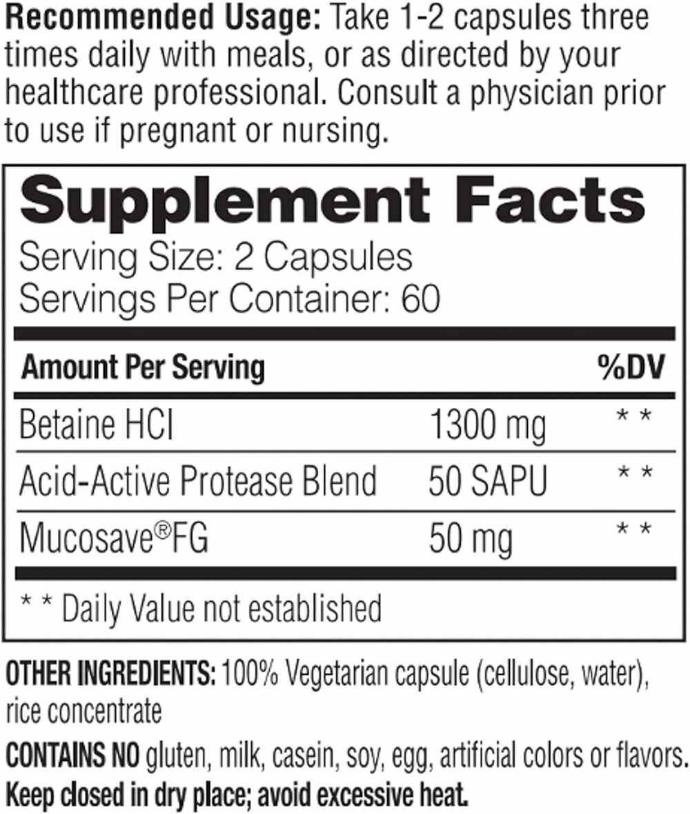 Enzymedica - Betaine HCl, 120 kapslar - Bild 5