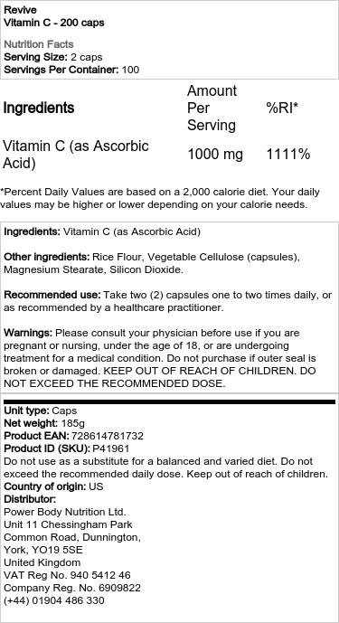 Revive - C-vitamin, 200 kapslar - Bild 2